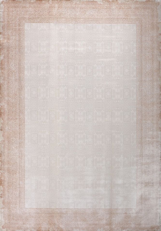 Nexus Halı Baft 52314C Krem Modal İplik Çerçeveli Yumuşak Dokulu Saçaklı Modern Halı