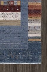 Artemis Halı Bella 6475B Gri Mavi Viskon Etnik Yumuşak Dokulu Oturma Odası ve Salon Halısı