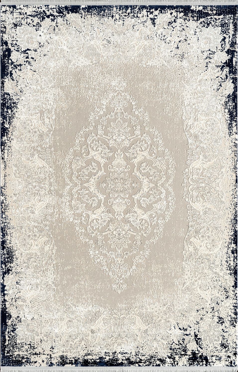 Pierre Cardin Halı Pier Zen HG01A Krem Lacivert Yumuşak Dokulu Modern Geleneksel Desenli Yüksek Kaliteli Halı