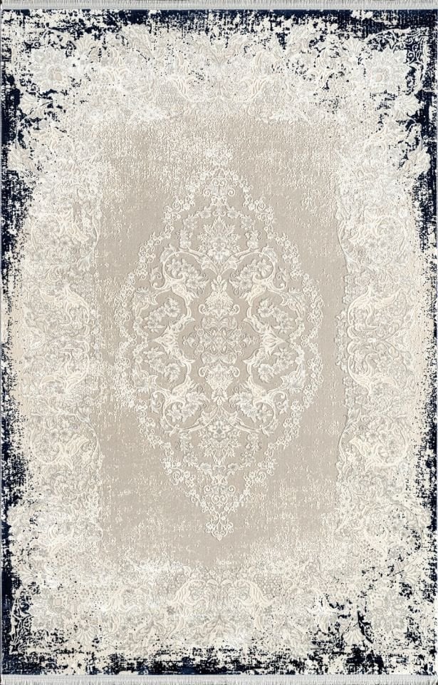Pierre Cardin Halı Pier Zen HG01A Krem Lacivert Yumuşak Dokulu Modern Geleneksel Desenli Yüksek Kaliteli Halı
