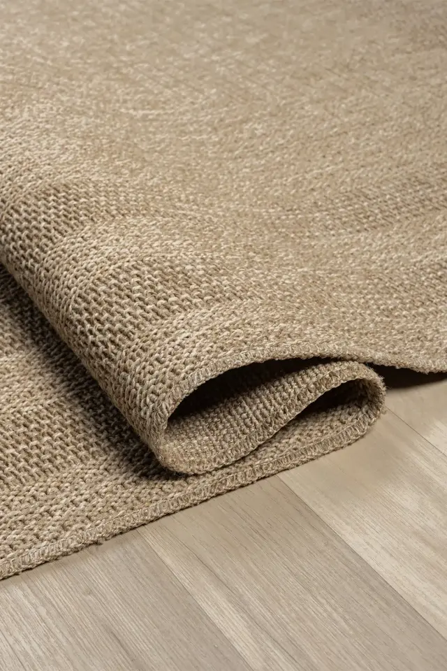 Seyran Halı İndia 668 Bej Jüt Dokuma Taban Saçaklı Halı