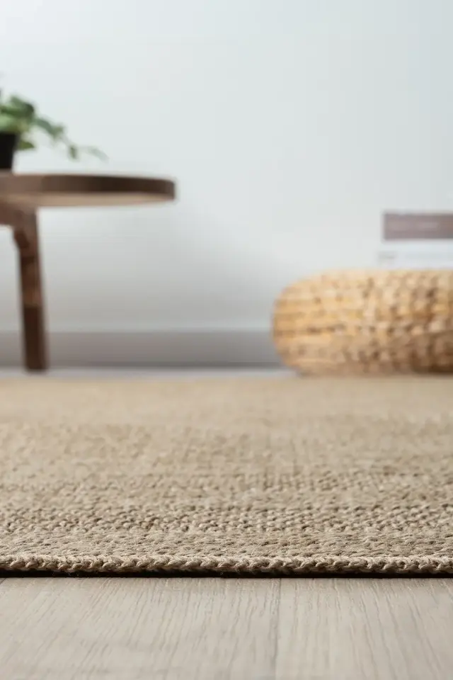 Seyran Halı İndia 668 Bej Jüt Dokuma Taban Saçaklı Halı