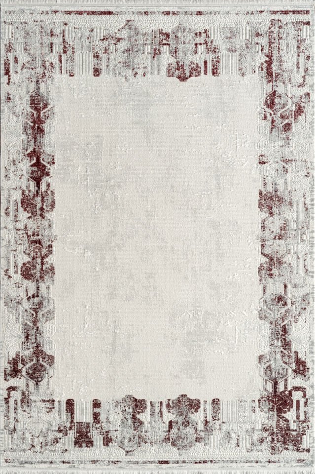 Royal Halı Kim Royal KC02A Gri Kırmızı Akrilik Yumuşak Dokulu Modern Eskitme Halı