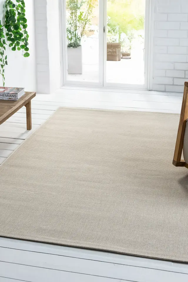 Seyran Halı Bombay 663 Krem Kolay Temizlenen Hav Toz Vermez Hasır Dokulu Balık Sırtı Sisal Halı