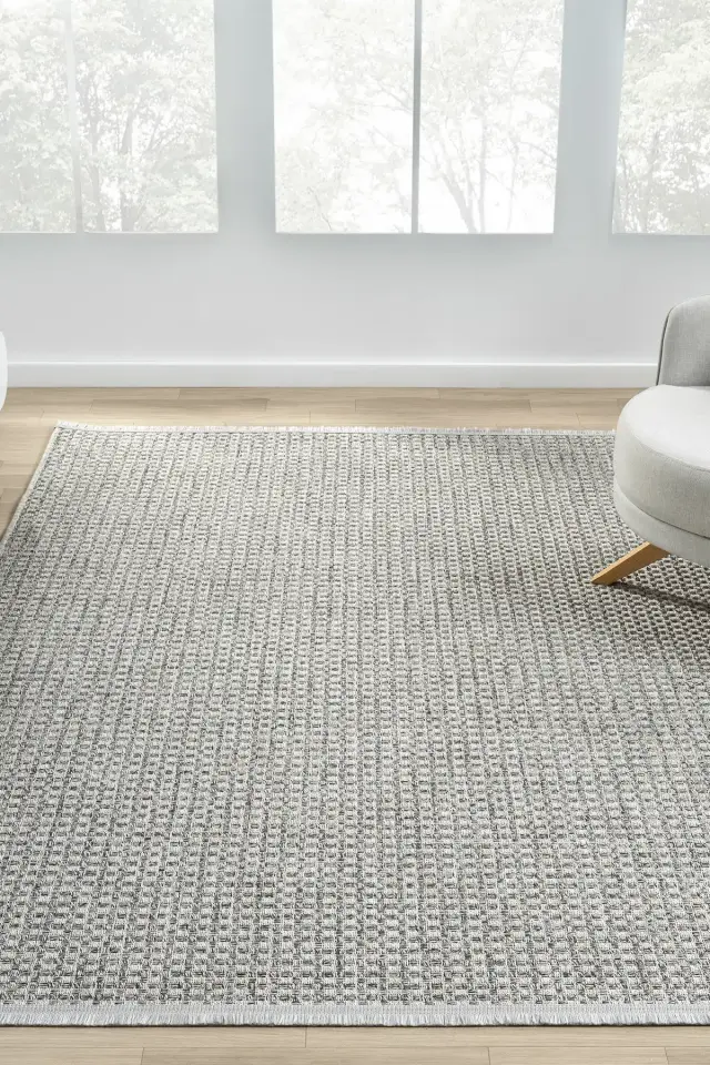 Seyran Halı Bombay 667 Gri Kolay Temizlenen Hav Toz Vermez Hasır Dokulu Balık Sırtı Sisal Halı