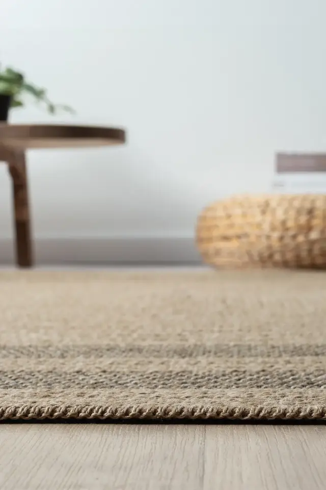 Seyran Halı İndia 668 Siyah Jüt Dokuma Taban Saçaklı Halı