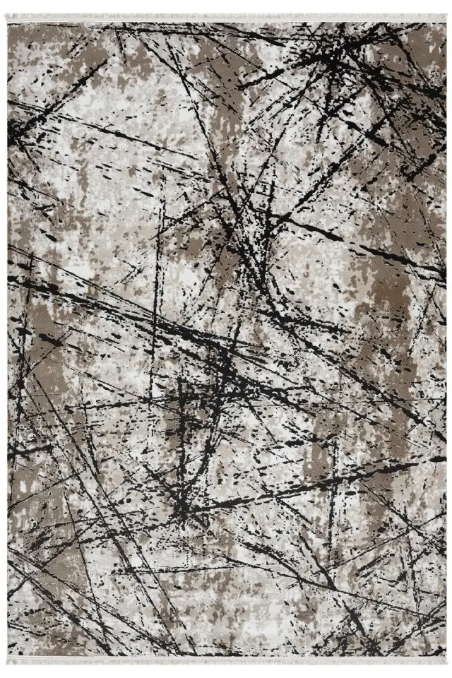 Seyran Halı Roma 413 Bej Siyah Akrilik Yüksek Kaliteli Modern Şık Halı