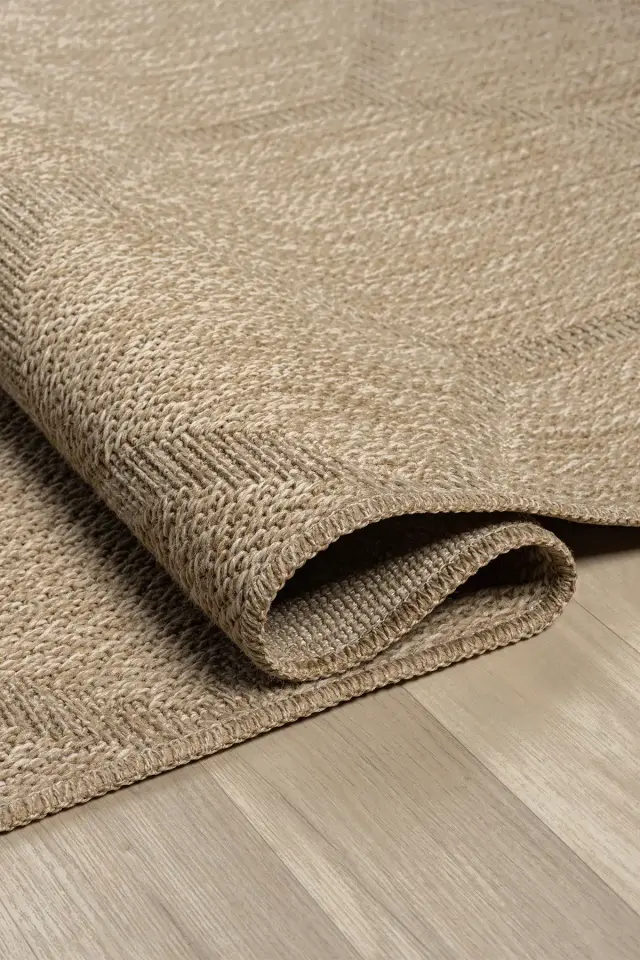 Seyran Halı İndia 669 Bej Jüt Dokuma Taban Saçaklı Halı