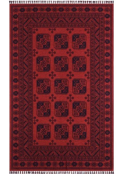 Luxess Halı Buhara 1150 Kırmızı Akrilik Şönil Polyester Çerçeveli Yumuşak Doku Şık Halı