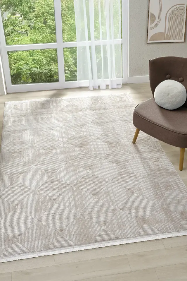 Seyran Halı Roma 414 Kemik Gri Akrilik Yüksek Kaliteli Modern Şık Halı