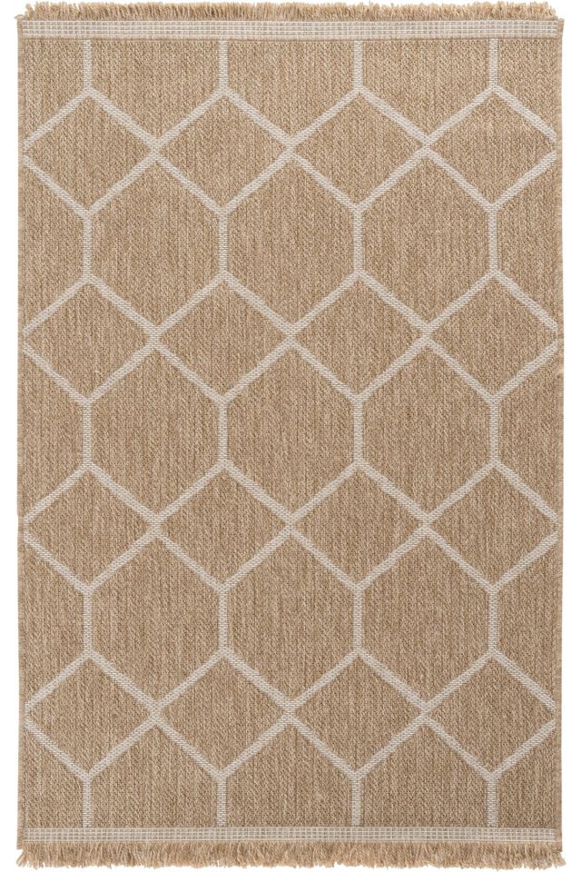 Seyran Halı İndia 669 Beyaz Jüt Dokuma Taban Saçaklı Halı