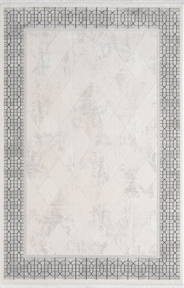 Royal Halı Kim Royal KC06B Gri Krem Akrilik Yumuşak Dokulu Modern Halı