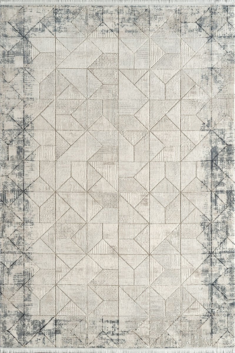 Royal Halı Kim Royal KC08A Gri Krem Akrilik Yumuşak Dokulu Modern Eskitme Halı