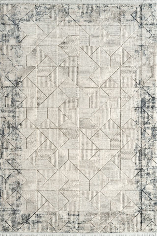 Royal Halı Kim Royal KC08A Gri Krem Akrilik Yumuşak Dokulu Modern Eskitme Halı