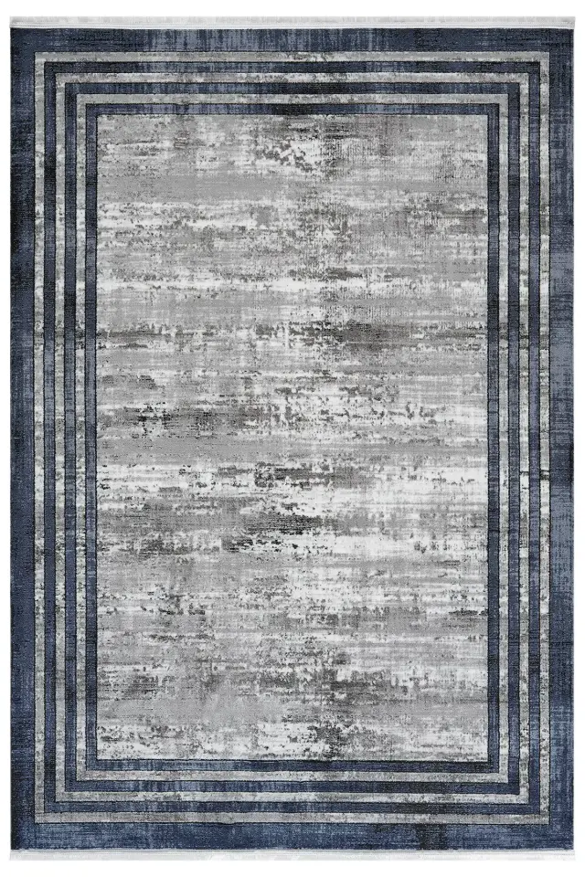 Seyran Halı Roma 417 Gri Mavi Akrilik Çerçeveli Yüksek Kaliteli Modern Şık Halı