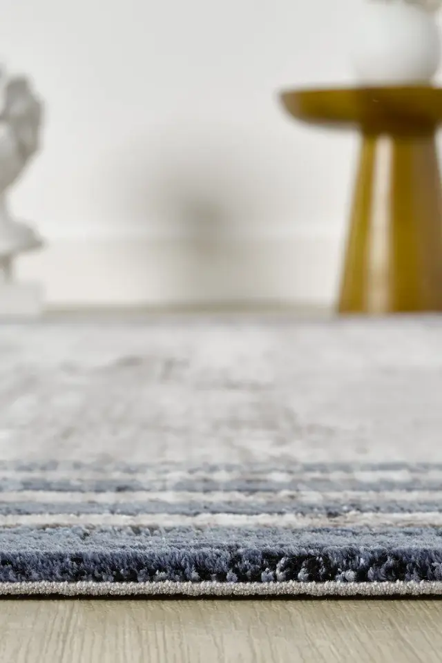 Seyran Halı Roma 417 Gri Mavi Akrilik Çerçeveli Yüksek Kaliteli Modern Şık Halı