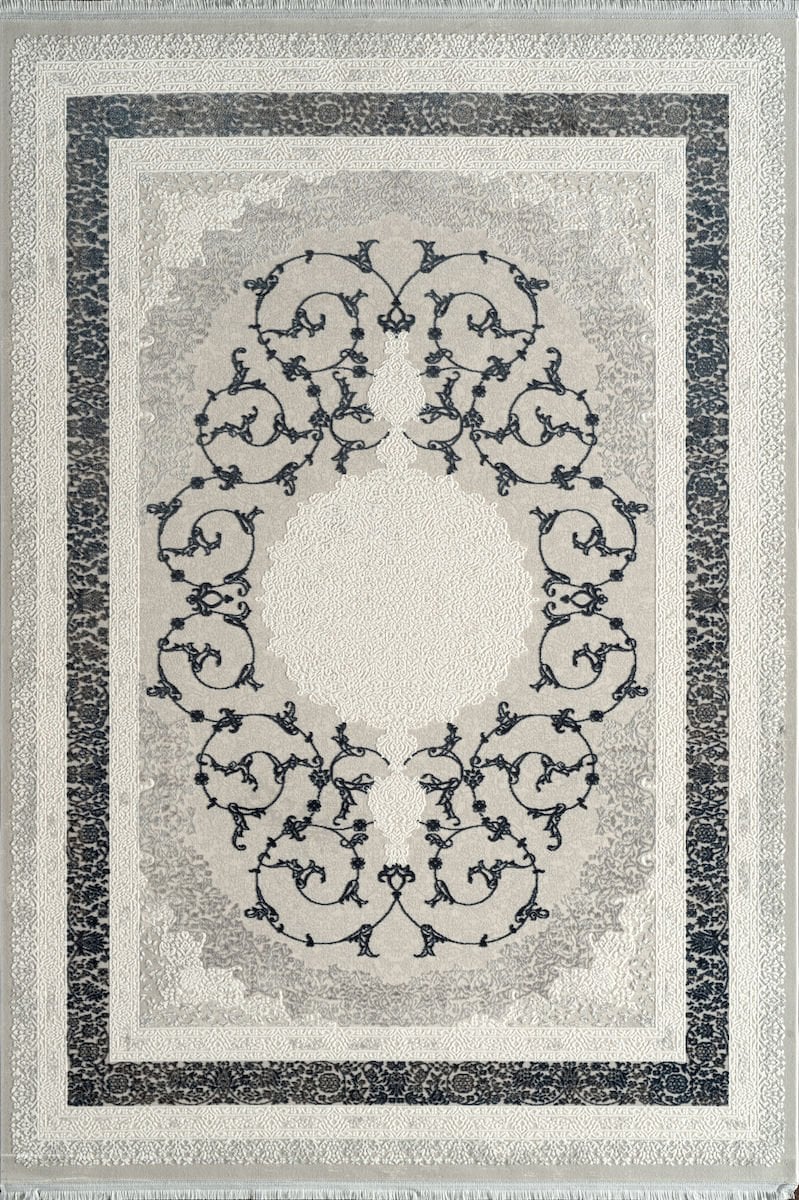 Royal Halı Kim Royal KC09B Gri Krem Akrilik Yumuşak Dokulu Modern Klasik Halı