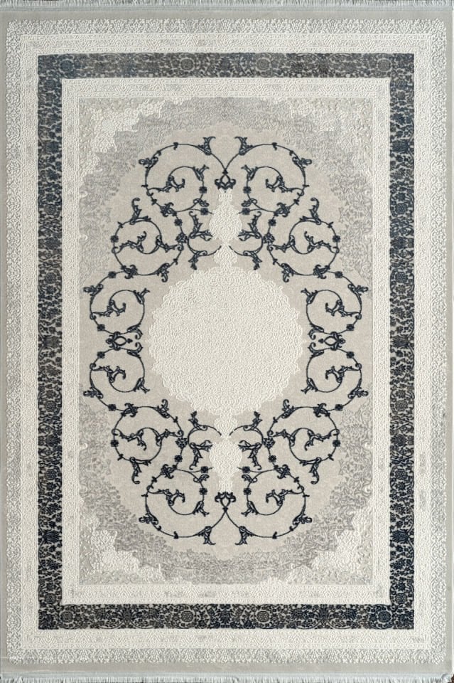 Royal Halı Kim Royal KC09B Gri Krem Akrilik Yumuşak Dokulu Modern Klasik Halı