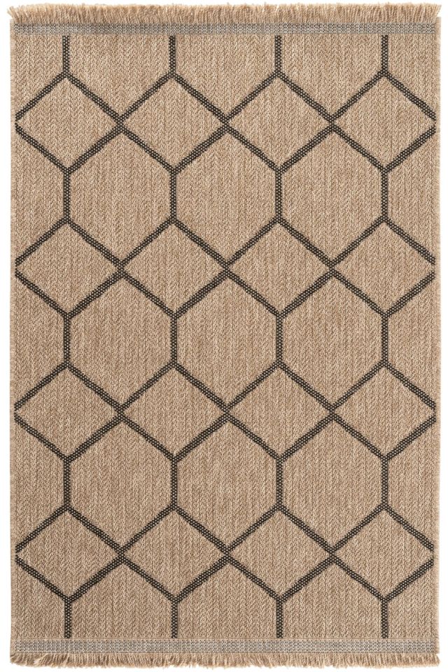 Seyran Halı İndia 669 Siyah Jüt Dokuma Taban Saçaklı Halı