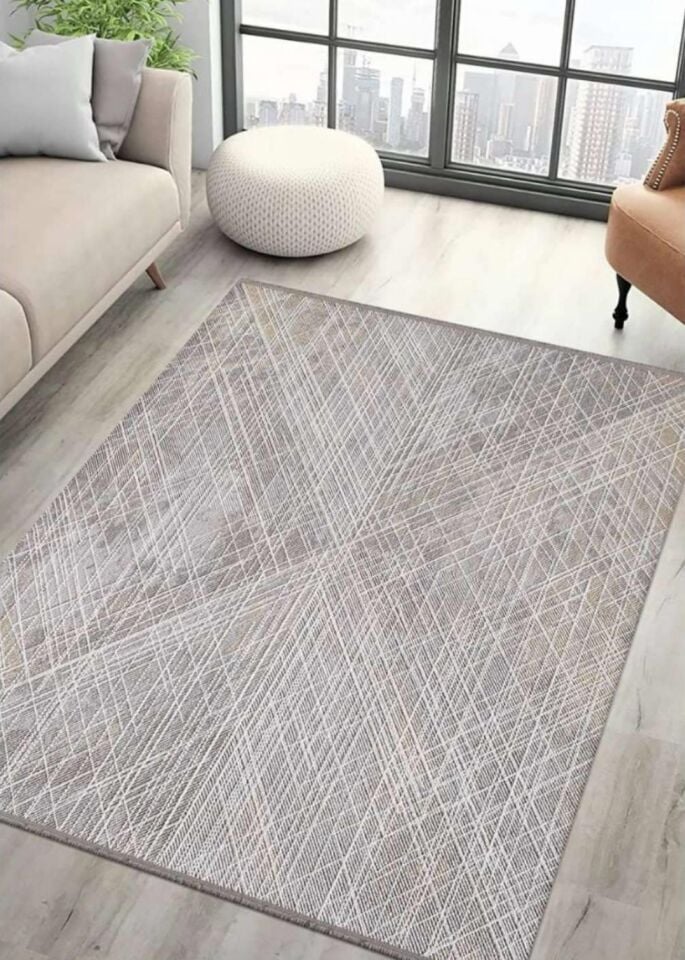 Royal Halı Serenity JV06B Gri Sarı Sade ve Modern Desenli Şık Makine Dokuması Halı