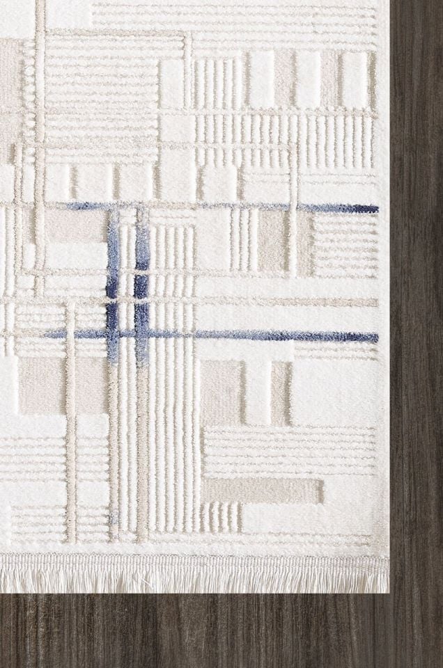 Artemis Halı Samoa 2378A Krem Lacivert  Akrilik Modern Oturma Odası ve Salon Halısı