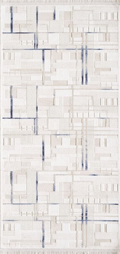 Artemis Halı Samoa 2378A Krem Lacivert  Akrilik Modern Oturma Odası ve Salon Halısı