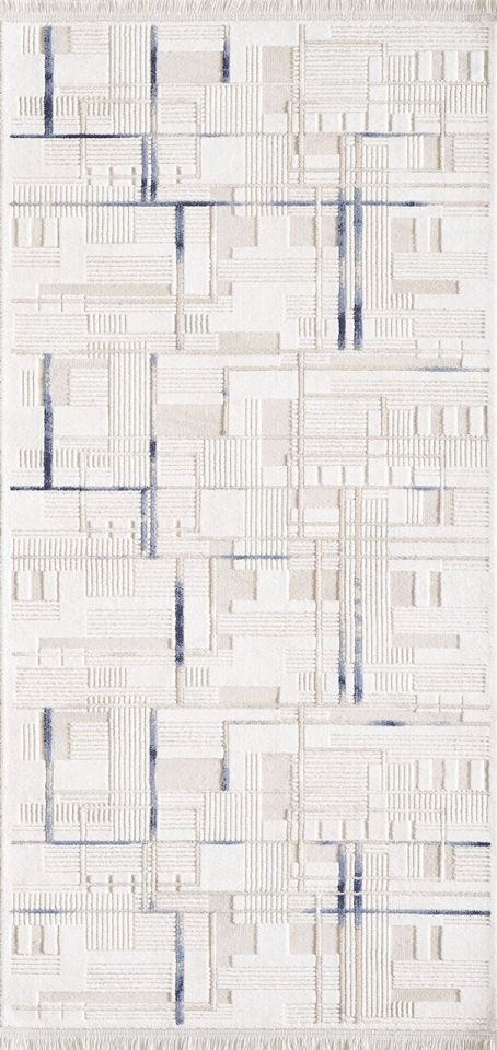 Artemis Halı Samoa 2378A Krem Lacivert  Akrilik Modern Oturma Odası ve Salon Halısı