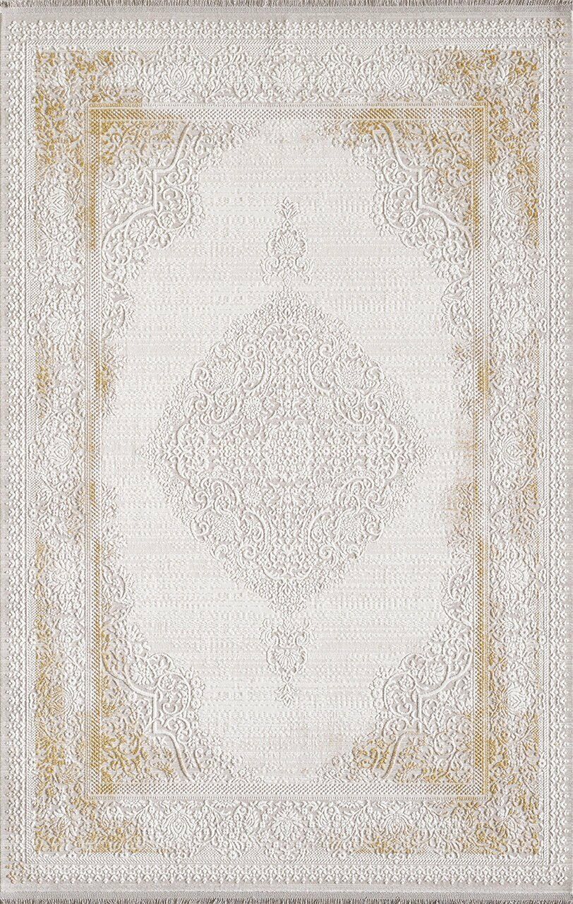 Artemis Halı Dior 2517C Altın Krem Akrilik Çerçeveli Klasik Oturma Odası ve Salon Halısı