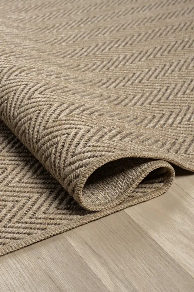 Seyran Halı İndia 671 Kahve Jüt Dokuma Taban Saçaklı Halı