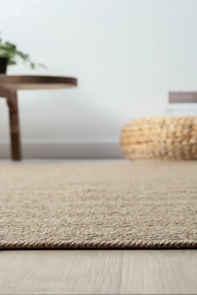 Seyran Halı İndia 671 Kahve Jüt Dokuma Taban Saçaklı Halı