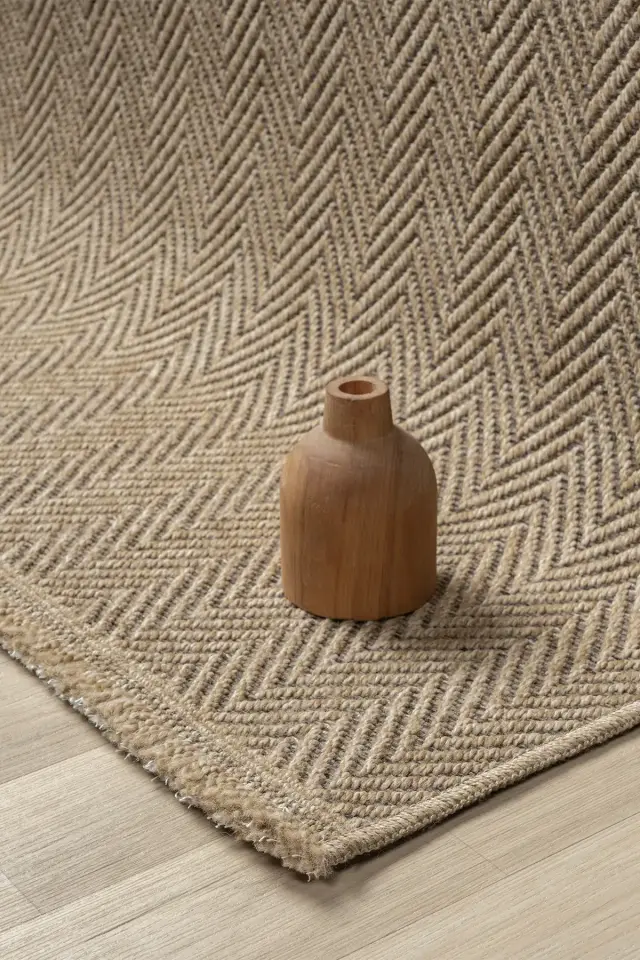 Seyran Halı İndia 671 Kahve Jüt Dokuma Taban Saçaklı Halı