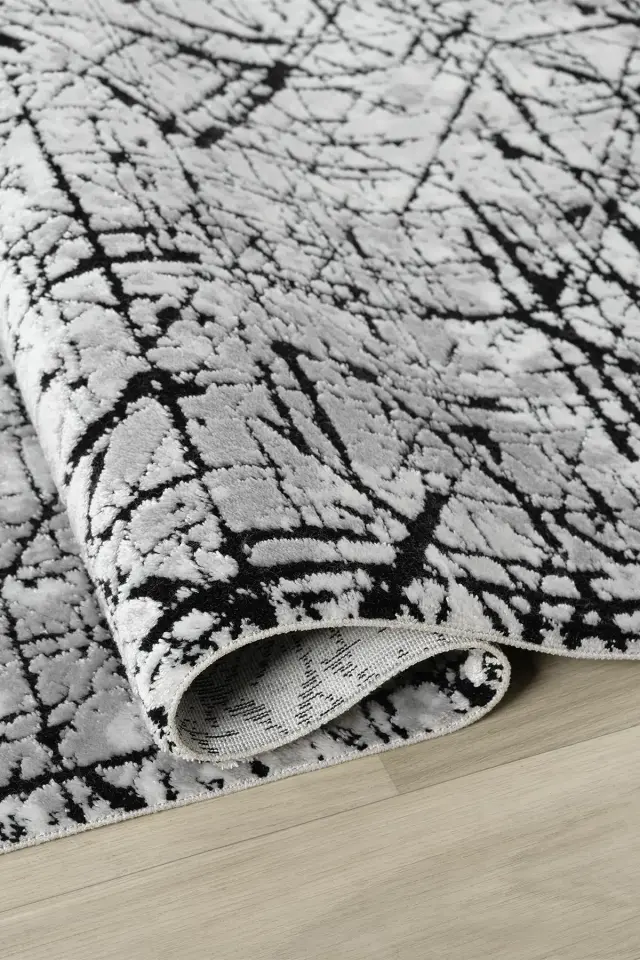 Seyran Halı Roma 421 Gri Siyah Akrilik Yüksek Kaliteli Modern Şık Halı