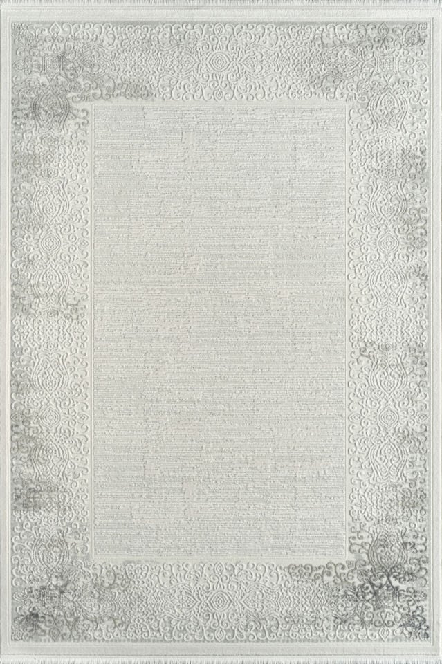 Royal Halı Momento ZV07B Beyaz Gri Akrilik Yumuşak Dokulu Retro Motifli Halı