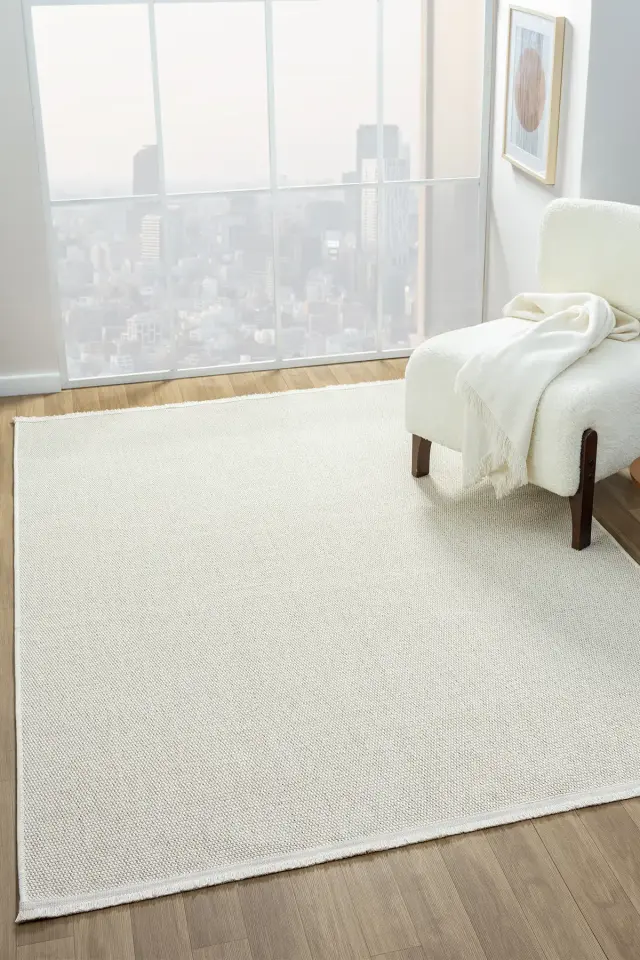 Seyran Halı Bombay 664 Krem Kolay Temizlenen Hav Toz Vermez Hasır Dokulu Balık Sırtı Sisal Yolluk