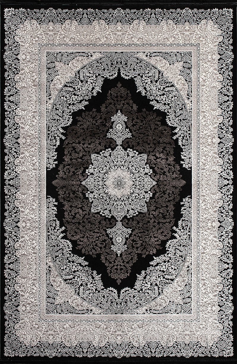 Royal Halı Nil NB05A Siyah Yumuşak Dokulu Viskon Iplik Sık Dokuma Modern Ipek Halı