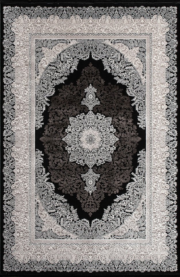 Royal Halı Nil NB05A Siyah Yumuşak Dokulu Viskon Iplik Sık Dokuma Modern Ipek Halı