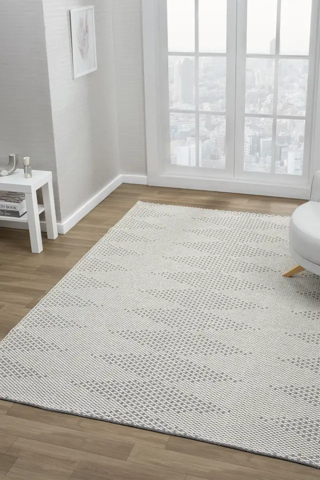 Seyran Halı Cozy Wool 711 Beyaz Modern Şık Yumuşak Dokulu Halı