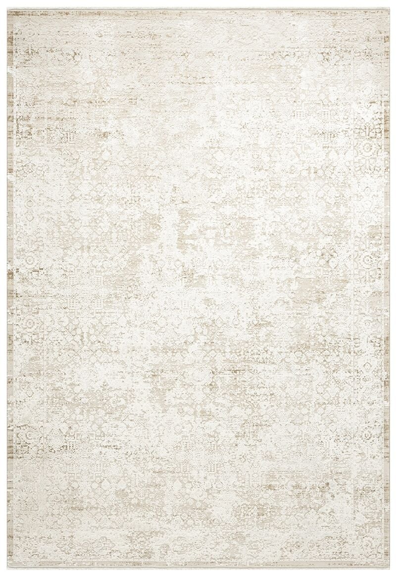 Elexus Halı Olimpos 3756 Bej Akrilik Viskon Yüksek Kaliteli Eskitme Desenli Makine Halısı