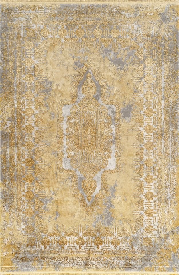 Pierre Cardin Halı Suprise ZC01E Sarı Viskon Akrilik Klasik Eskitme Halı