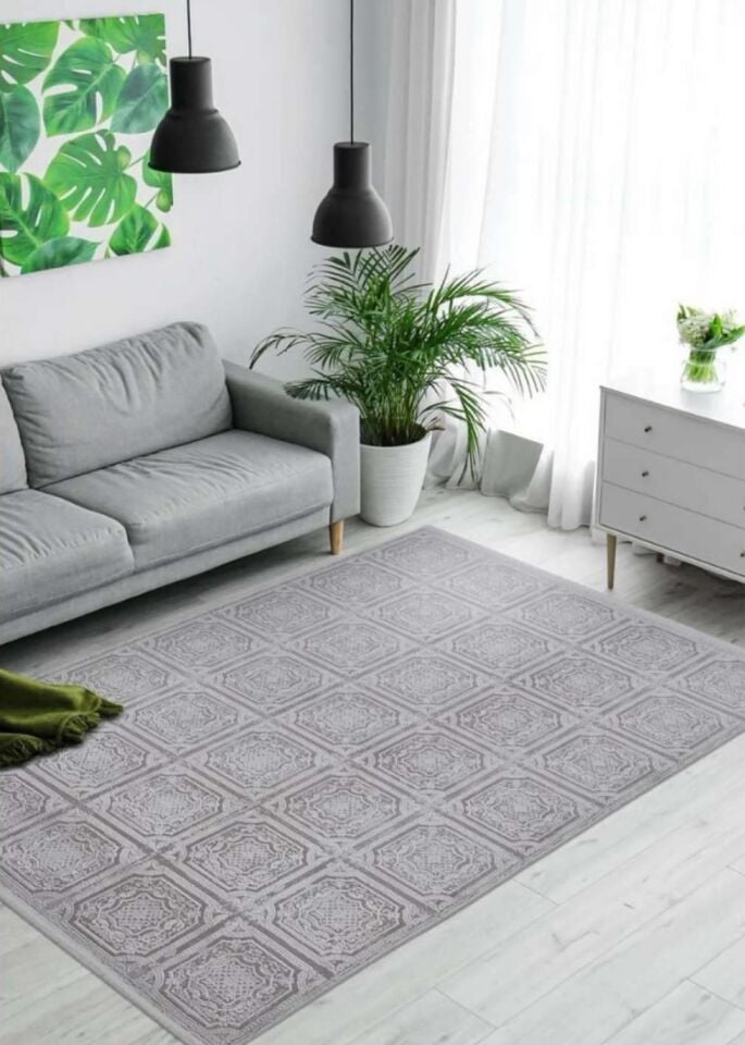 Royal Halı Serenity JV17A Gri Sade ve Modern Desenli Şık Makine Dokuması Halı