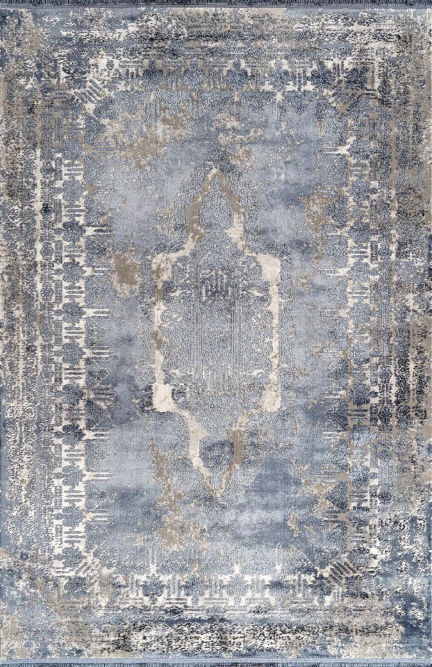 Pierre Cardin Halı Suprise ZC01J Mavi Viskon Akrilik Yumuşak Dokulu Klasik Eskitme Halı