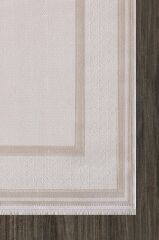 Artemis Halı Mina 9099B Krem Bej Akrilik Viskon Çerçeveli Şık Oturma Odası ve Salon Halısı