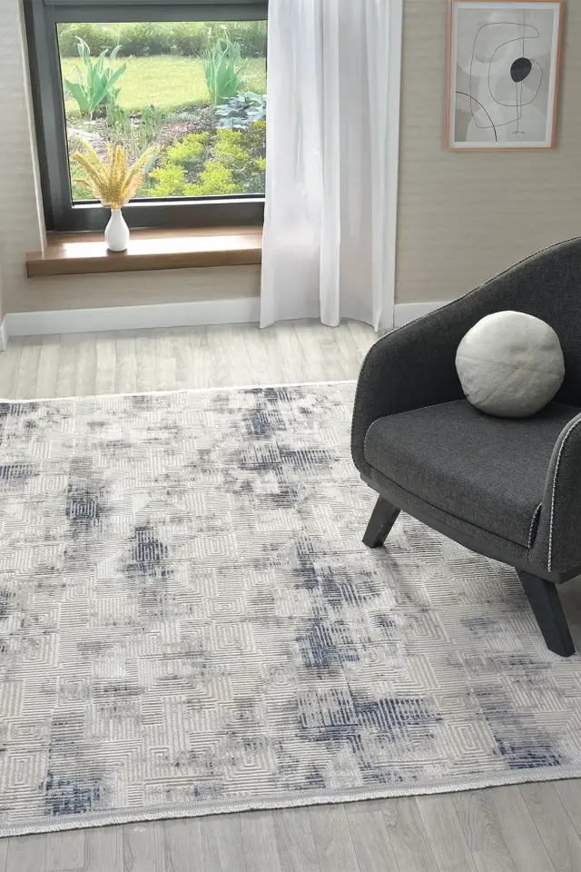 Seyran Halı Roma 426 Mavi Akrilik Yüksek Kaliteli Modern Şık Halı