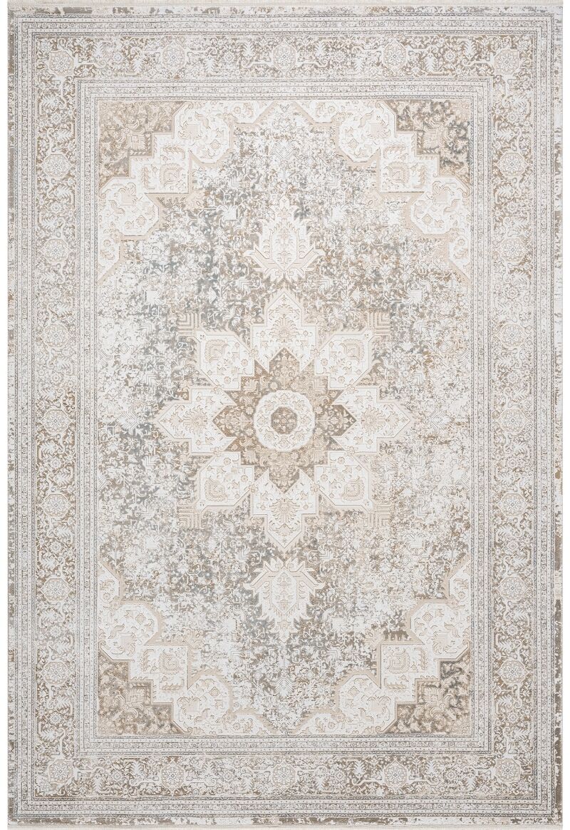 Elexus Halı Olimpos 3760 Bej Akrilik Viskon Yüksek Kaliteli Klasik Salon Halısı