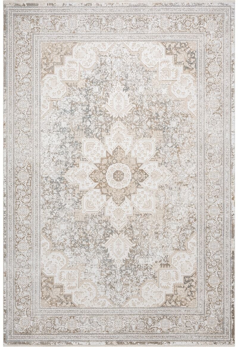 Elexus Halı Olimpos 3760 Bej Akrilik Viskon Yüksek Kaliteli Klasik Salon Halısı