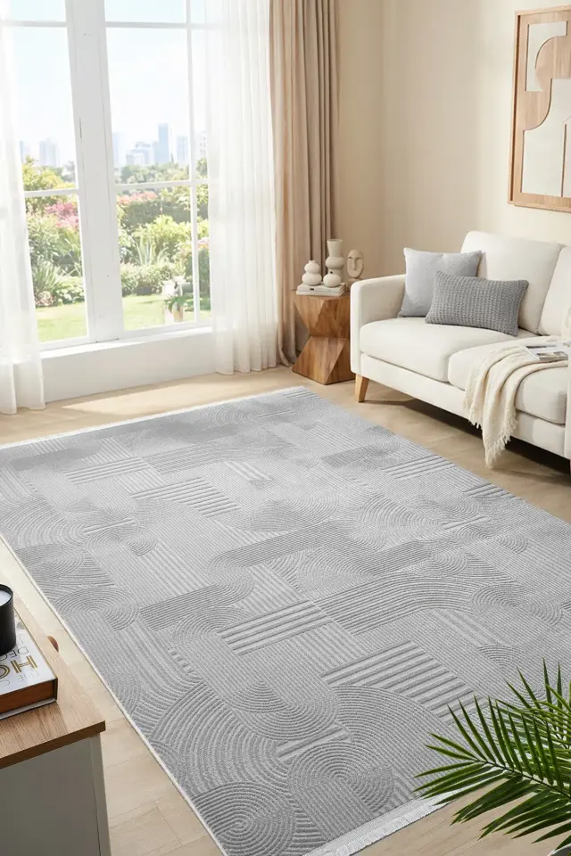 Seyran Halı Mono 888 Gri Yumuşak Dokulu Modern Şık Halı