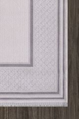 Artemis Halı Mina 9099C Krem Gri Akrilik Viskon Çerçeveli Şık Oturma Odası ve Salon Halısı