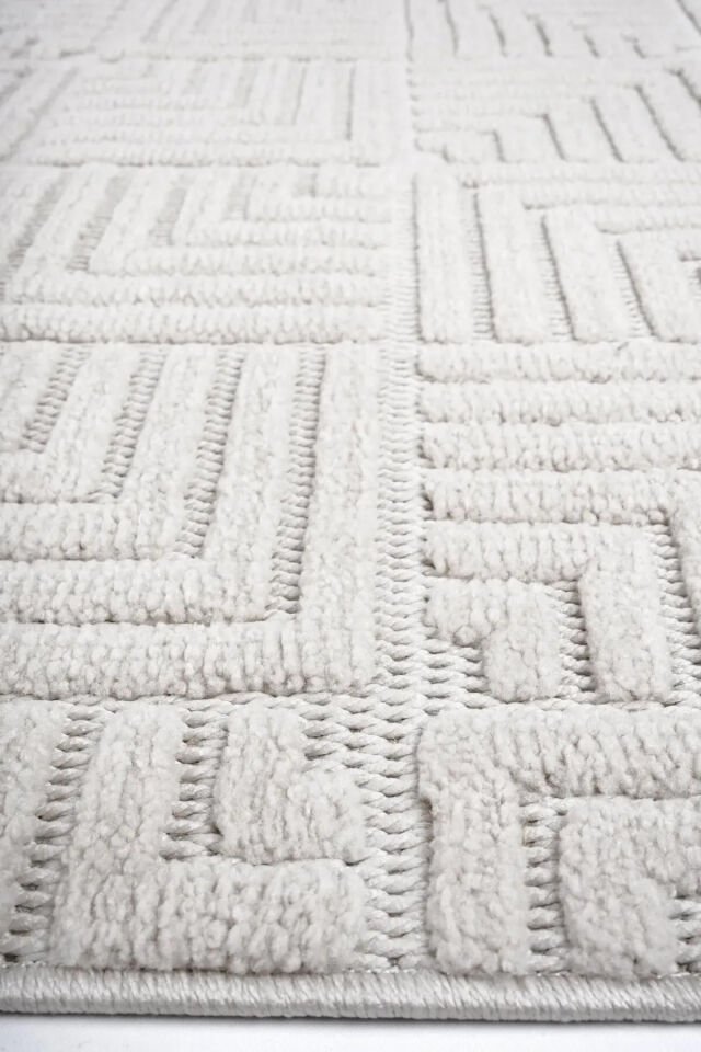 Luxess Halı Dizayn 1062 Krem Polyester Şönil İskandinav Tarz Yüksek Kaliteli Halı