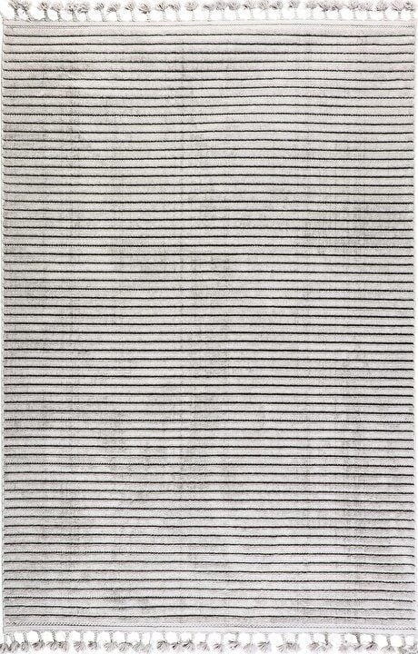 Gümüşsuyu Halı Deco  Alvin 12612 Gri Modern Kabartmalı Örgü Saçaklı Salon Halısı