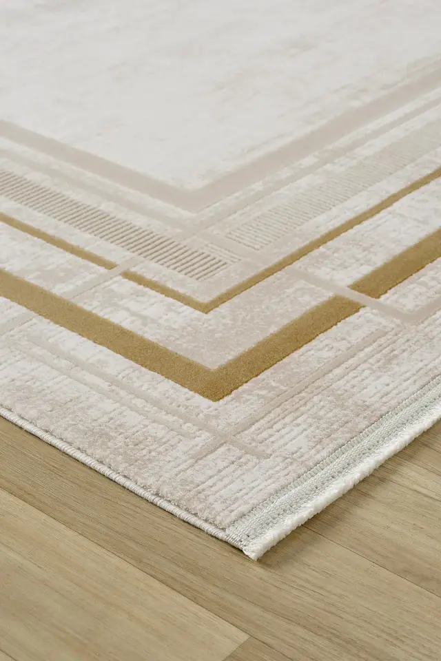 Seyran Halı Diva 0273 Gold Akrilik Pamuk Taban Çerçeveli Modern Halı